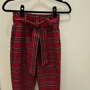 ANTONIO MELANI Red Plaid Paper Bag Wait Pant